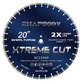 RHAPSODY 20 Inch Diamond Concrete Saw Blade, Segmented General Purpose Blade Dry/Wet Cutting Concrete, Reinforced Concrete, Masonry, Brick, Block,1' Arbor