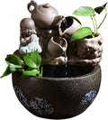 HIHELO Tabletop Fountain Ceramic Water Fountain Decoration Living Room Home Waterscape Lucky Fengshui Wheel Bonsai with Atomizer Desktop Decoration Indoor Fountain