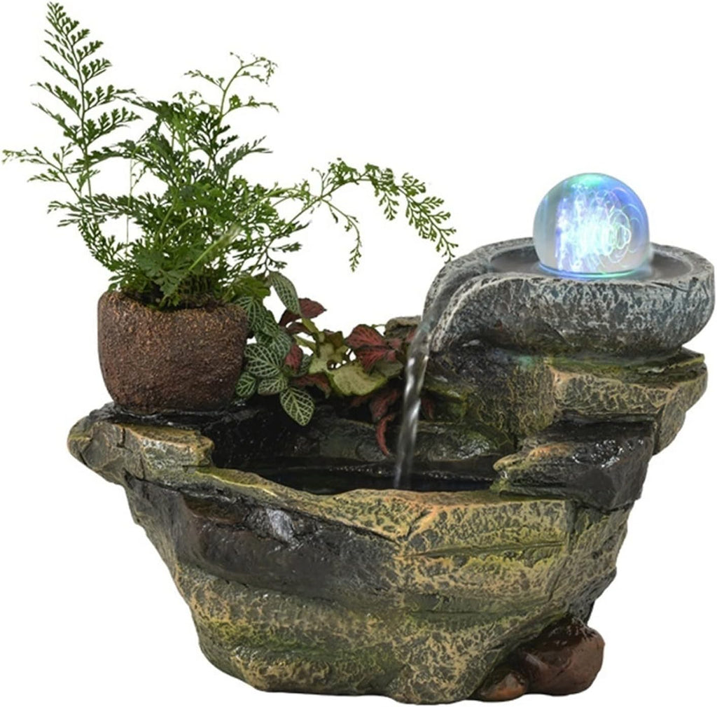 HIHELO Tabletop Fountain Desktop Fountain Rockery Flowing Water Fountain Ornaments Office Micro Landscape Tea Table Top Bonsai Interior Decoration Indoor Fountain