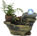 HIHELO Tabletop Fountain Desktop Fountain Rockery Flowing Water Fountain Ornaments Office Micro Landscape Tea Table Top Bonsai Interior Decoration Indoor Fountain