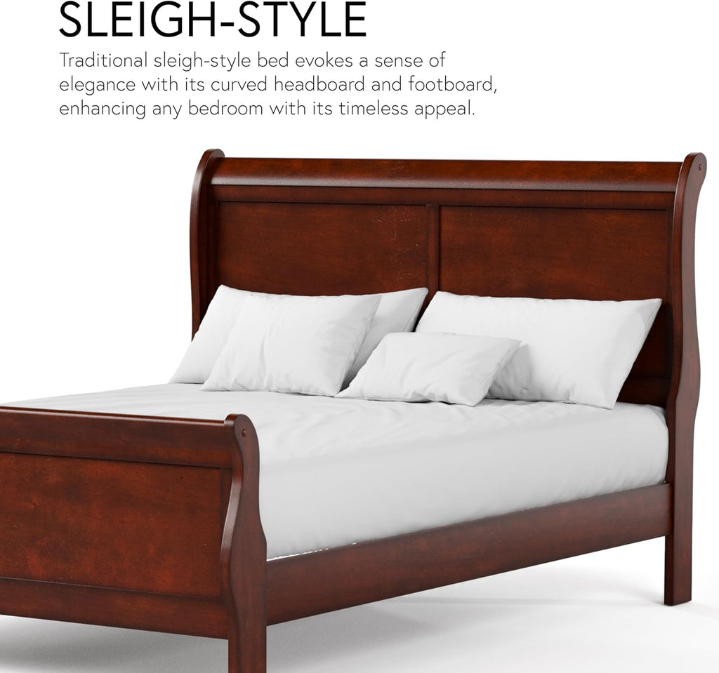 Furniture of America Arabella Traditional Wood Queen Bed Frame with Headboard and Footboard, Elegant Sleigh Design Bedframe for Bedroom, Guest Room, Easy Assembly, Box Spring Required, Black