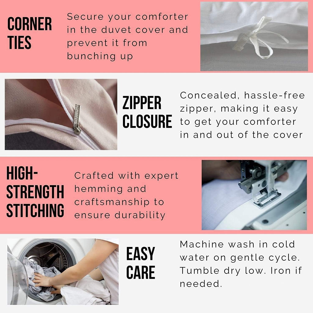 Kamas Solid Duvet Cover Sets 5 Pieces Twin/Twin XL Blush Duvet Cover Set 100% Egyptian Cotton 1000 Thread Count with Zipper Corner Ties Luxurious Quality