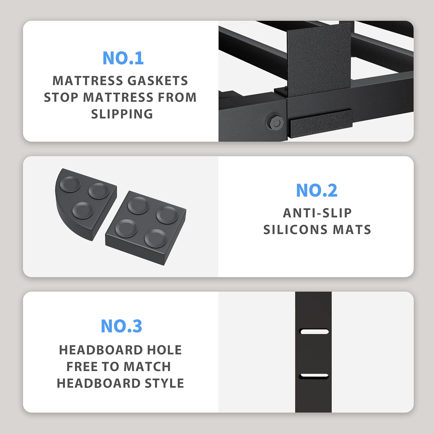 VIPSHOW 18 Inch California King Bed Frame, 3500Lbs Heavy Duty Metal Platform with Round Corner Legs Mattress Slide Stopper, Steel Slat Support No Box Spring Needed, Noise Free, Non-Slip, Easy Assembly