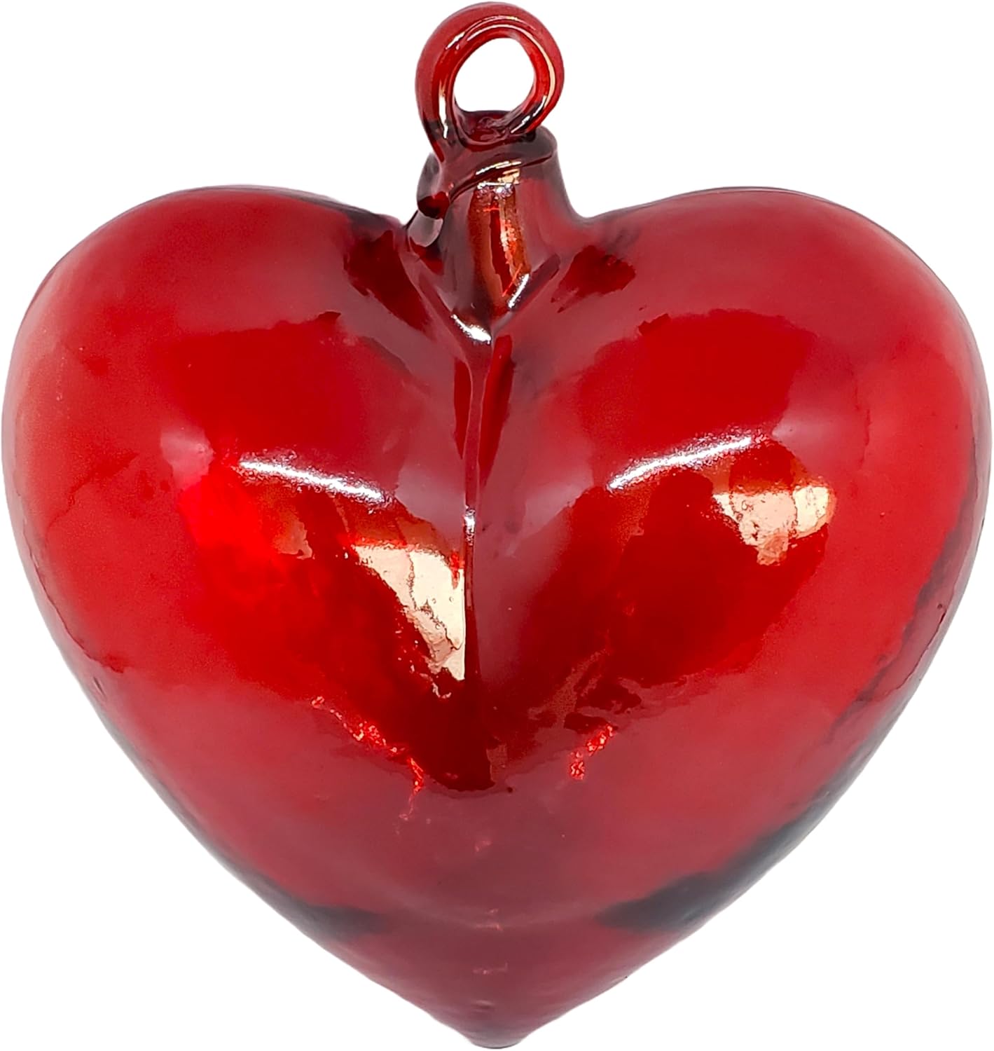 Red 8.5 inch Jumbo Hanging Glass Hearts (Set of 3), Recycled Blown Glass (Jumbo Red Hearts)