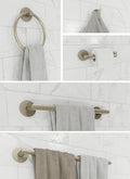 Augustine Bathroom Accessory Complete Set (Brushed Nickel), Robe Hook, Toilet Paper Holder, Towel Ring, Towel Bar (18 and 24 Inch) Wall Mount Hanger for Kitchen Accessories