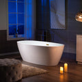 WOODBRIDGE 71' Acrylic Freestanding Bathtub Contemporary Soaking Tub, White Acrylic,Brushed Gold Drain/Overflow