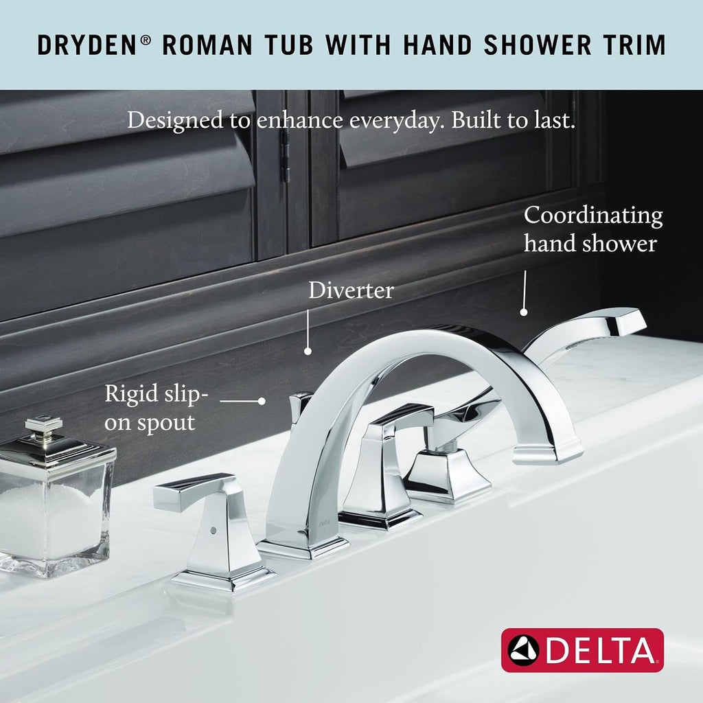Delta Faucet Dryden Roman Tub Faucet with Hand Shower - T4751 - Bath Faucet, Handles & Hand Shower Set - Chrome (Valve Sold Separately)