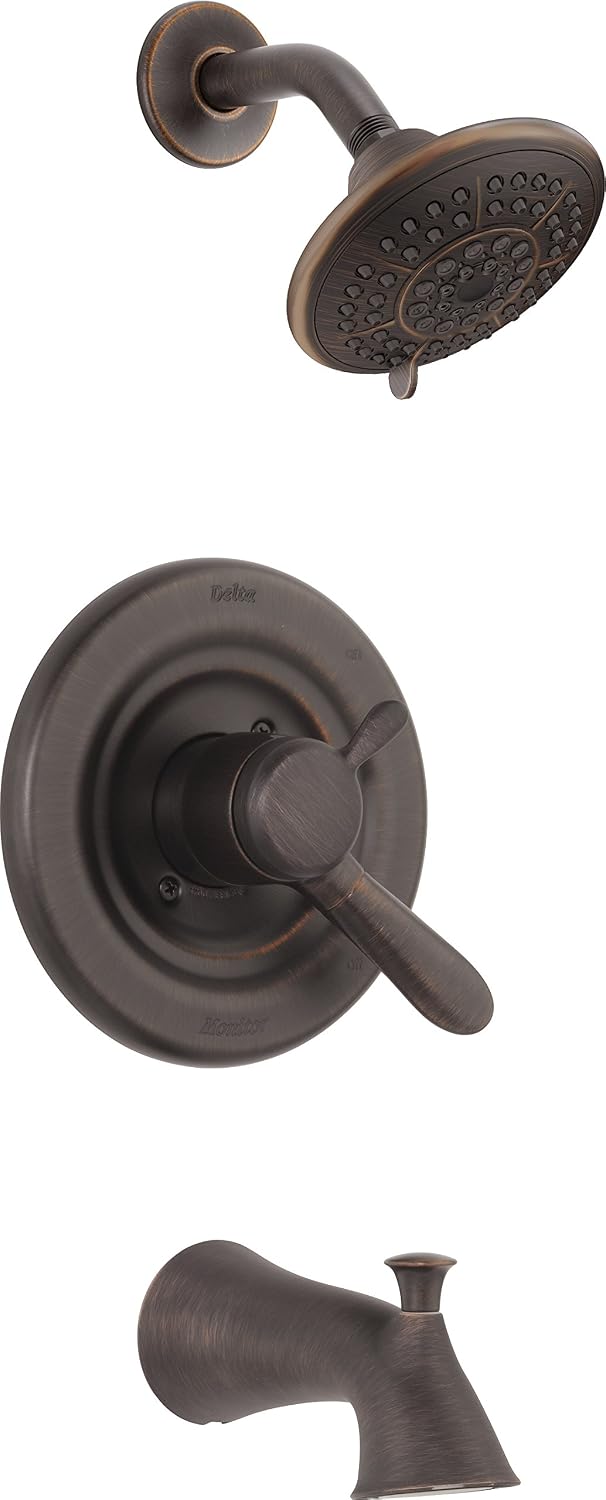 Delta Faucet Lahara 17 Series Dual-Function Tub and Shower Trim Kit with 5-Spray Touch-Clean Shower Head, Venetian Bronze T17438-RB (Valve Not Included)