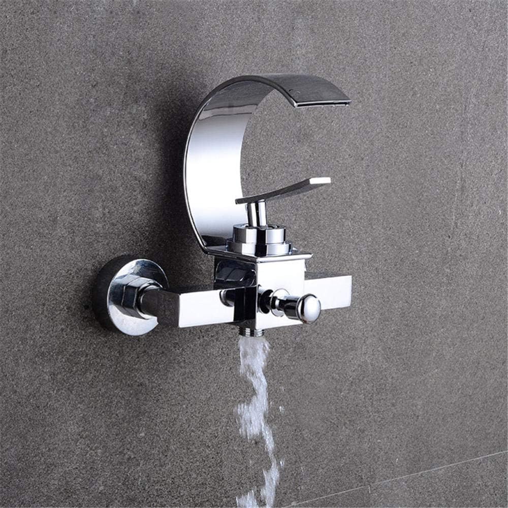 Shower System Waterfall Bathtub Shower Faucet Set Black Bathtub Mixer Tap Dual Contral Shower Wall Mounted Shower Faucet-Chrome