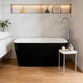 49 Inch Acrylic Freestanding Bathtub, Japanese Square Soaking Tub with Built-in Seat, Toe-Tap Drain, Slotted Overflow, cUPC Certified Black Standalone Tub for Modern Bathroom Upgrade