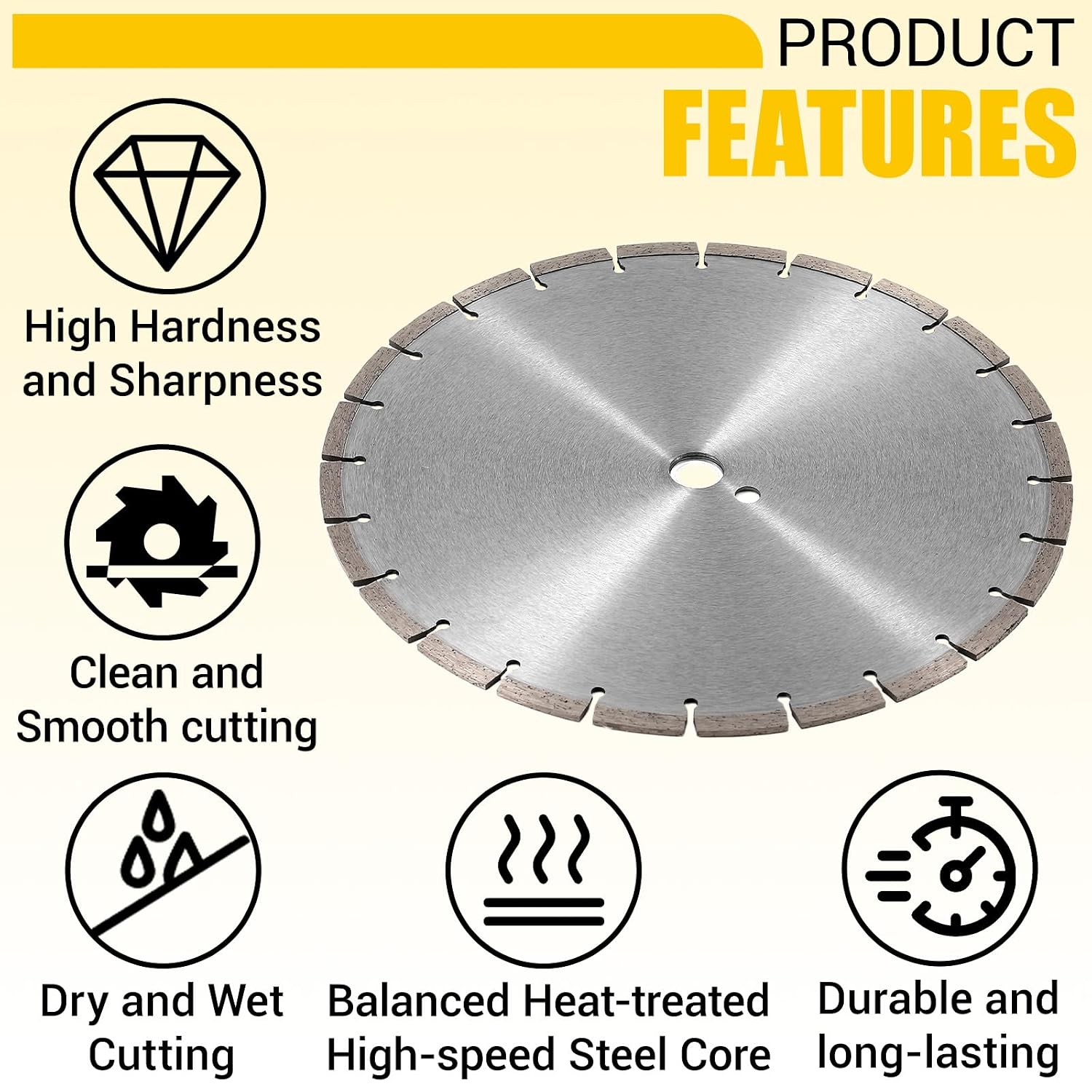 5 Pcs 14 Inch Diamond Concrete Saw Blade, 14 Inch Masonry Blade with 12 mm Arbor Dry or Wet Concrete Saw Cutting General Purpose Segmented High Speed for Brick Stone Block Marble Granite