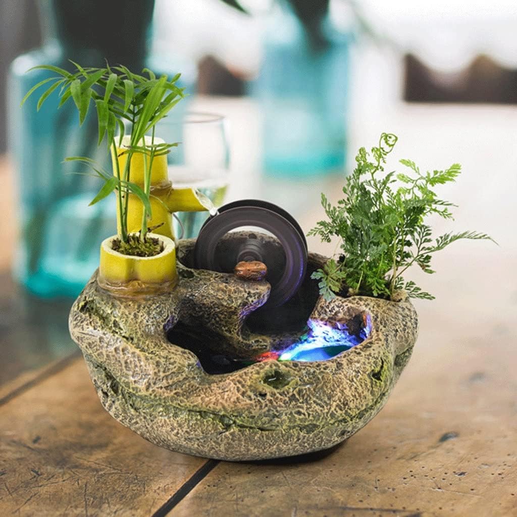Tabletop Indoor Water Fountain Water Fountain Indoor Tabletop Fountain with LED Lights Portable Waterfall Fountain for Home Decor Office Decor Home Gift Natural Waterfall for Home Décor