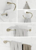 Hollywood Bathroom Accessory Complete Set (Brushed Nickel), Robe Hook, Toilet Paper Holder, Towel Ring, Towel Bar (18 and 24 Inch) Wall Mount Hanger for Kitchen Accessories