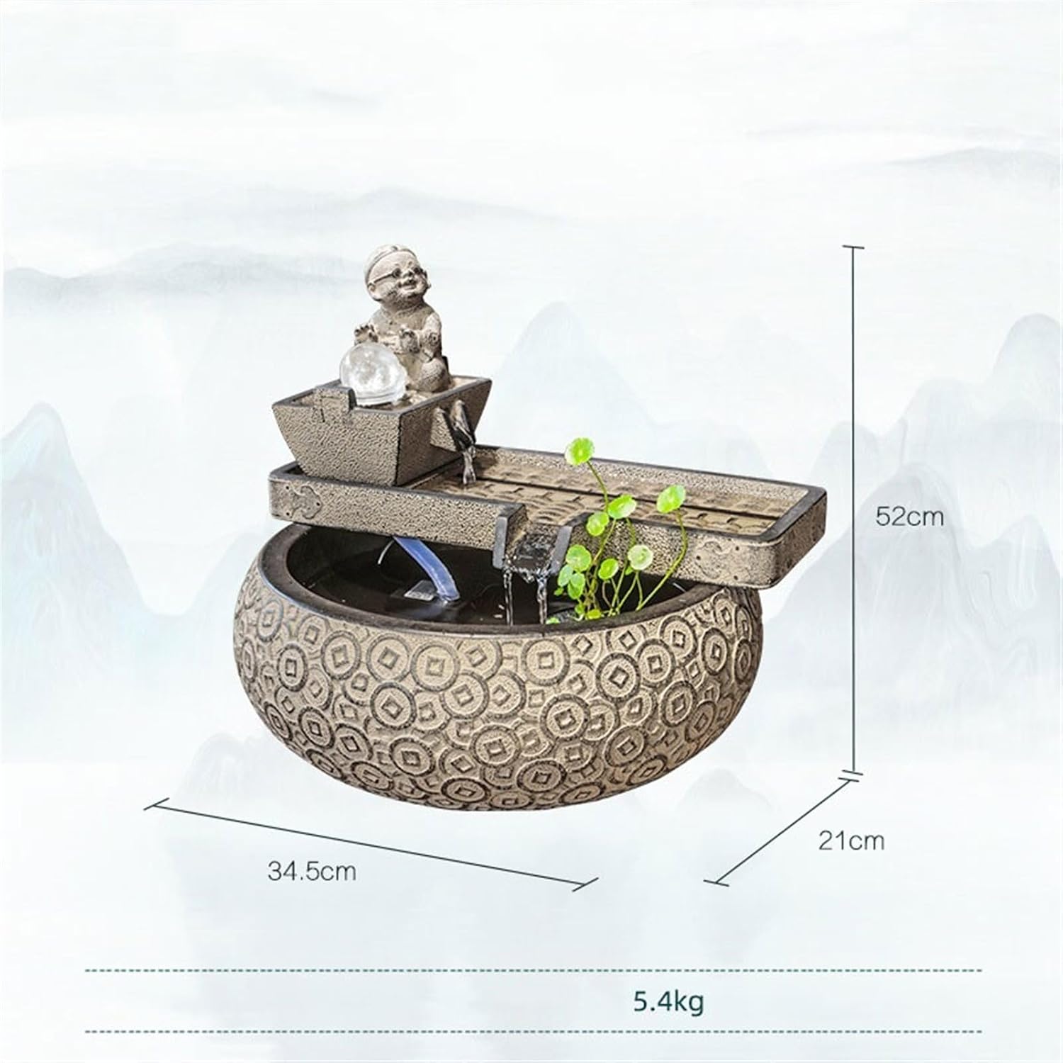 GLigeT Tabletop Fountain Desktop Fountain Water Feature Living Room Fortune Flowing Water Ornaments Front Office Desktop Decorations Water Fountain Decor