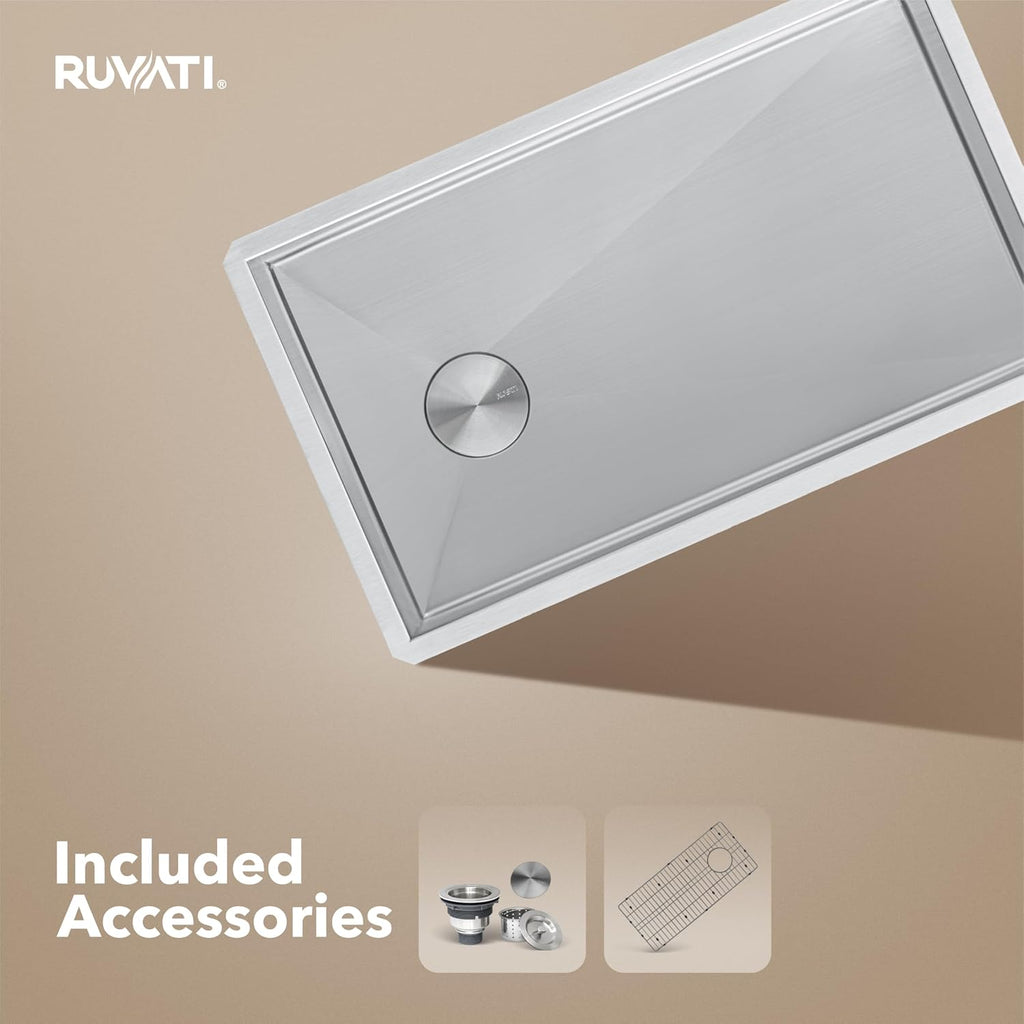 Ruvati 36-inch Slope Bottom Offset Drain Reversible Kitchen Sink Undermount 16 Gauge Stainless Steel - RVH7497