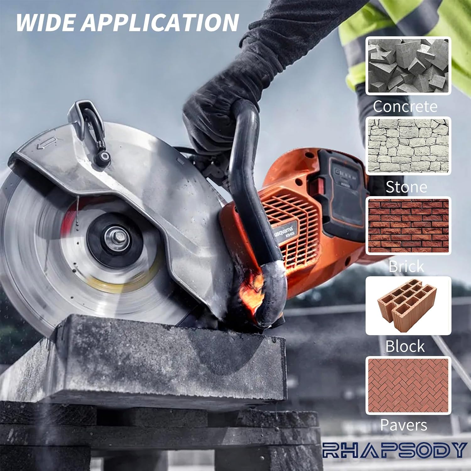 RHAPSODY 18 Inch Diamond Saw Blade - Segmented General Purpose for Dry/Wet Cutting Concrete, Reinforced Concrete, Masonry, Brick, Block - 1' Arbor