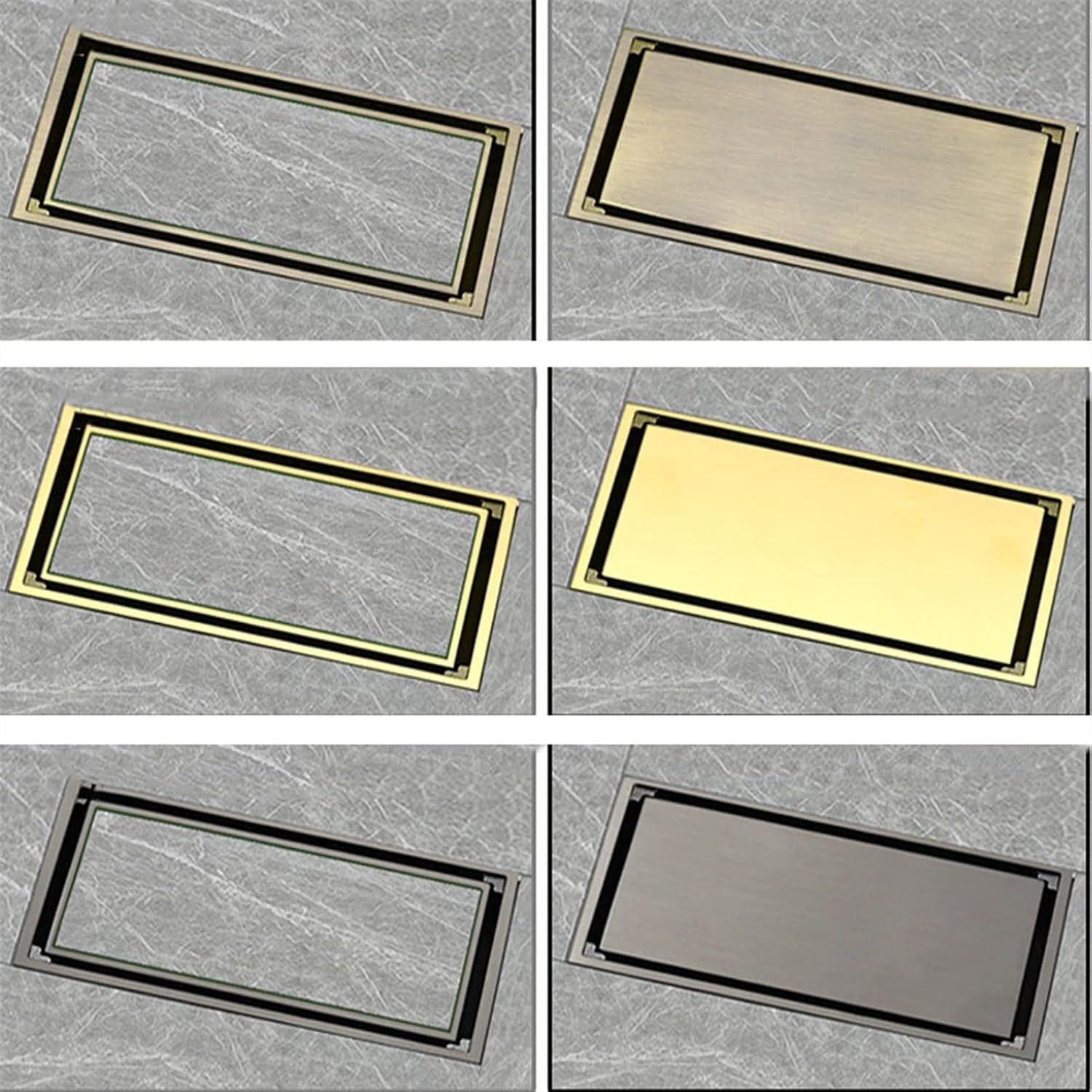 Linear Shower Drain with Hair Strainer, Brass Invisible Rectangle Shower Floor Drain with Removable Cover, Floor Drainer for Kitchen Washroom Garage and Basement (Gold 30X8Cm(11.8X3.1Inch))