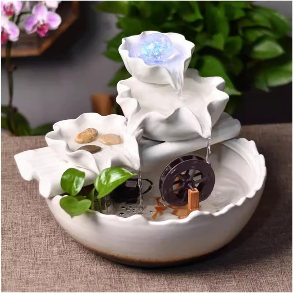 Tabletop Fountain Home Creative Wealth Attraction Decoration Desktop Crystal Beads Moisturizing Fountain Fish Tank Gift Ceramic Desktop Decoration Tabletop Water Fountain
