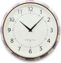 MACKENZIE-CHILDS Wall Clock, Decorative Enamel Clock for Kitchen and Living Room, Purple-and-White Violet Check
