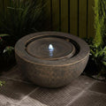 XBrand 19.8' W Round Sphere Water Fountain Indoor Outdoor with LED Light, Polyresin Bubbler Feature for Patio Garden Yard Home Décor, Bronze