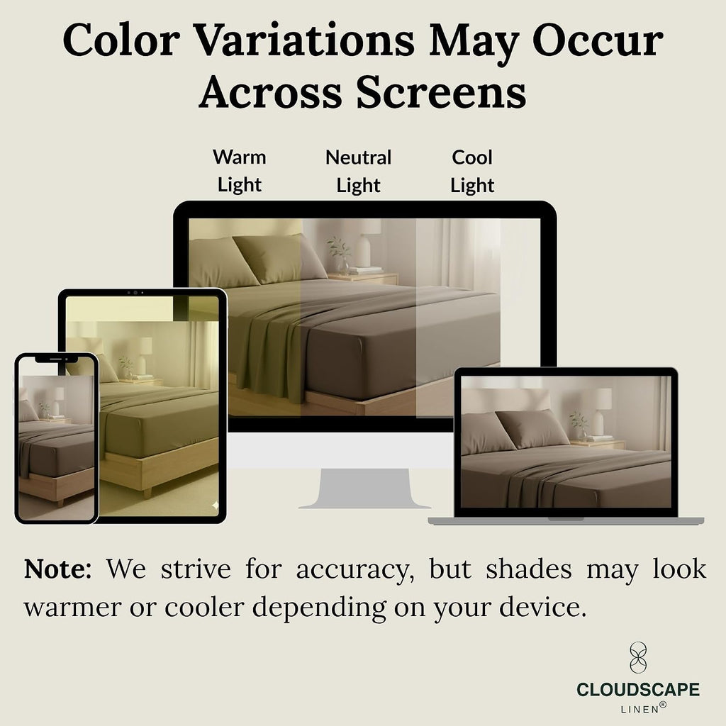 CLOUDSCAPE 100% Egyptian Cotton Sheets Full Size, 4 Pieces Breathable and Naturally Cooling Bedding Set, Long-Staple Cotton for Lasting Softness, Deep Pocket Fitted up to 16' Full Sheet, Taupe