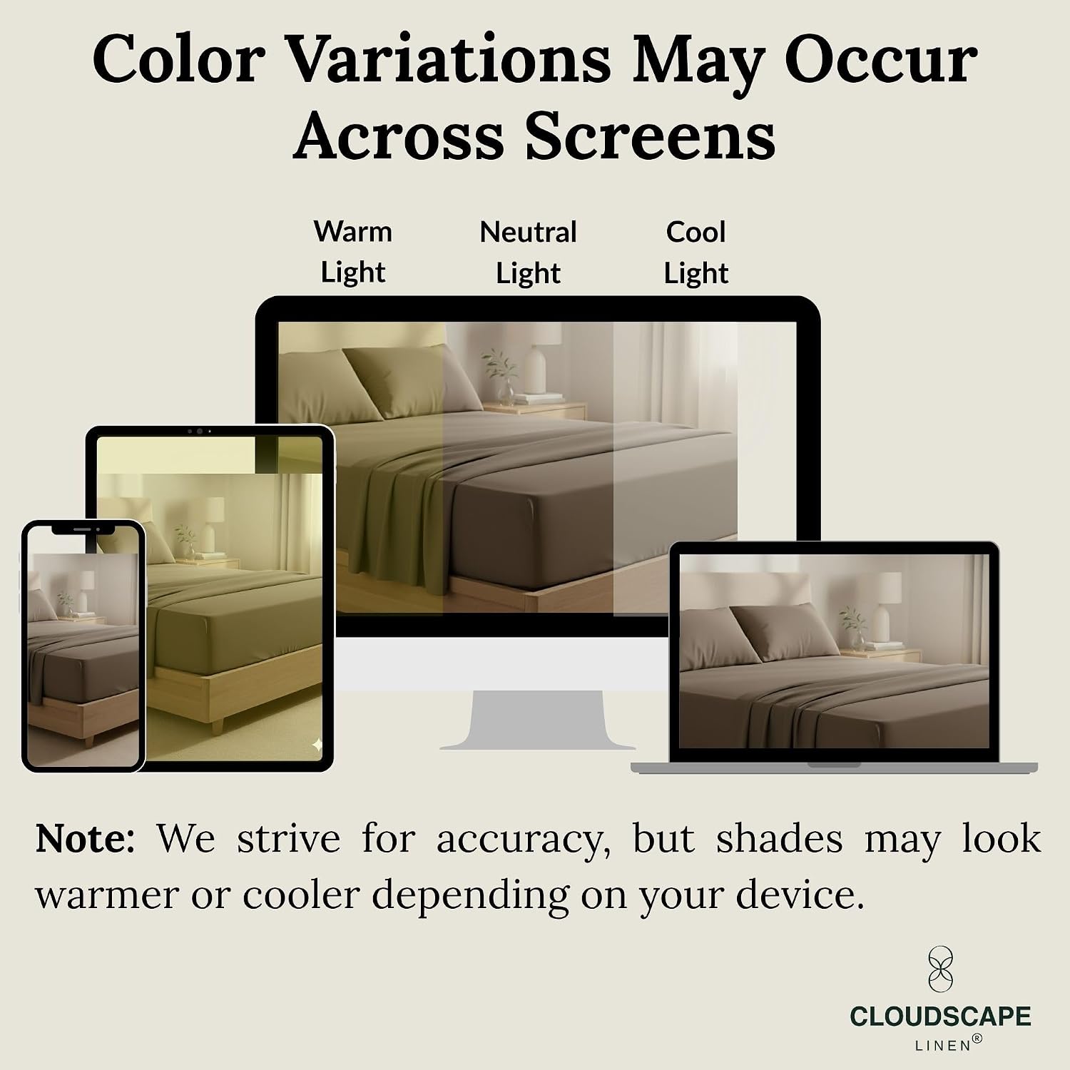 CLOUDSCAPE 100% Egyptian Cotton Sheets Full Size, 4 Pieces Breathable and Naturally Cooling Bedding Set, Long-Staple Cotton for Lasting Softness, Deep Pocket Fitted up to 16' Full Sheet, Taupe