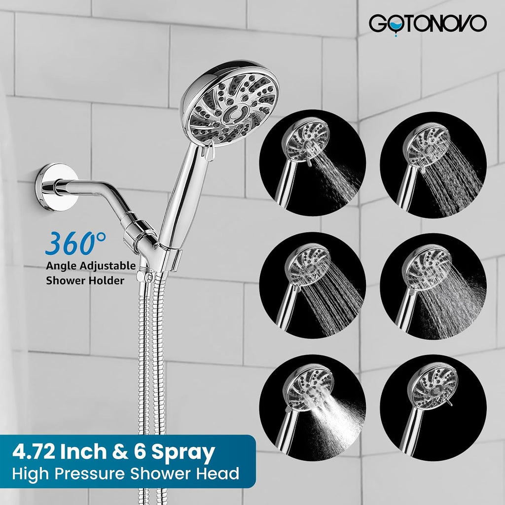 gotonovo 3 Hole 2 Handles Lavatory Basin Bathroom Sink Faucet with Pop Up Drain with Single-Handle Shower Faucet Set Shower Kit with Valve Shower Head and Handle Set Shower Trim Kit
