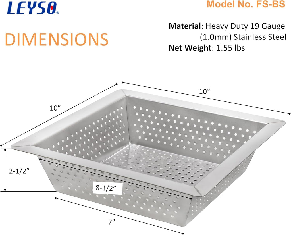 Leyso Stainless Steel Floor Sink Top Hang Basket Strainer Sink Drain Cover 10' x 10' x 2-1/2' for Kitchen, Restaurant, Bar, Buffet (2-1/2'H SS x 4)