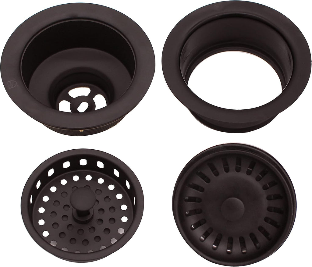Westbrass CO2165S-12 COMBO PACK 3-1/2' Post Style Large Kitchen Sink Basket Strainer and Waste Disposal Drain Flange with Basket Strainer, Oil Rubbed Bronze