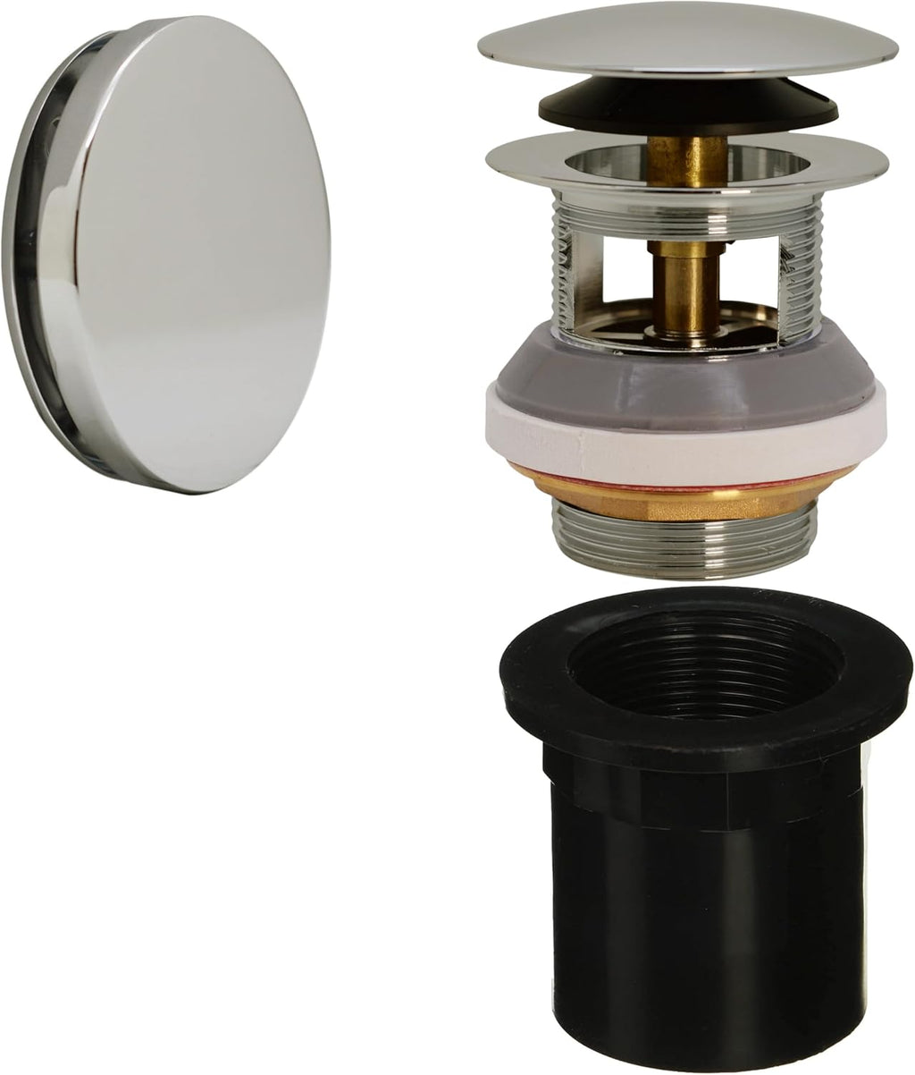 Westbrass D980LTBAA-05 1-1/2' NPSM Integrated Overflow Drain Trim Kit with Illusionary No-Hole Overflow and ABS Adapter, Brass, Polished Nickel