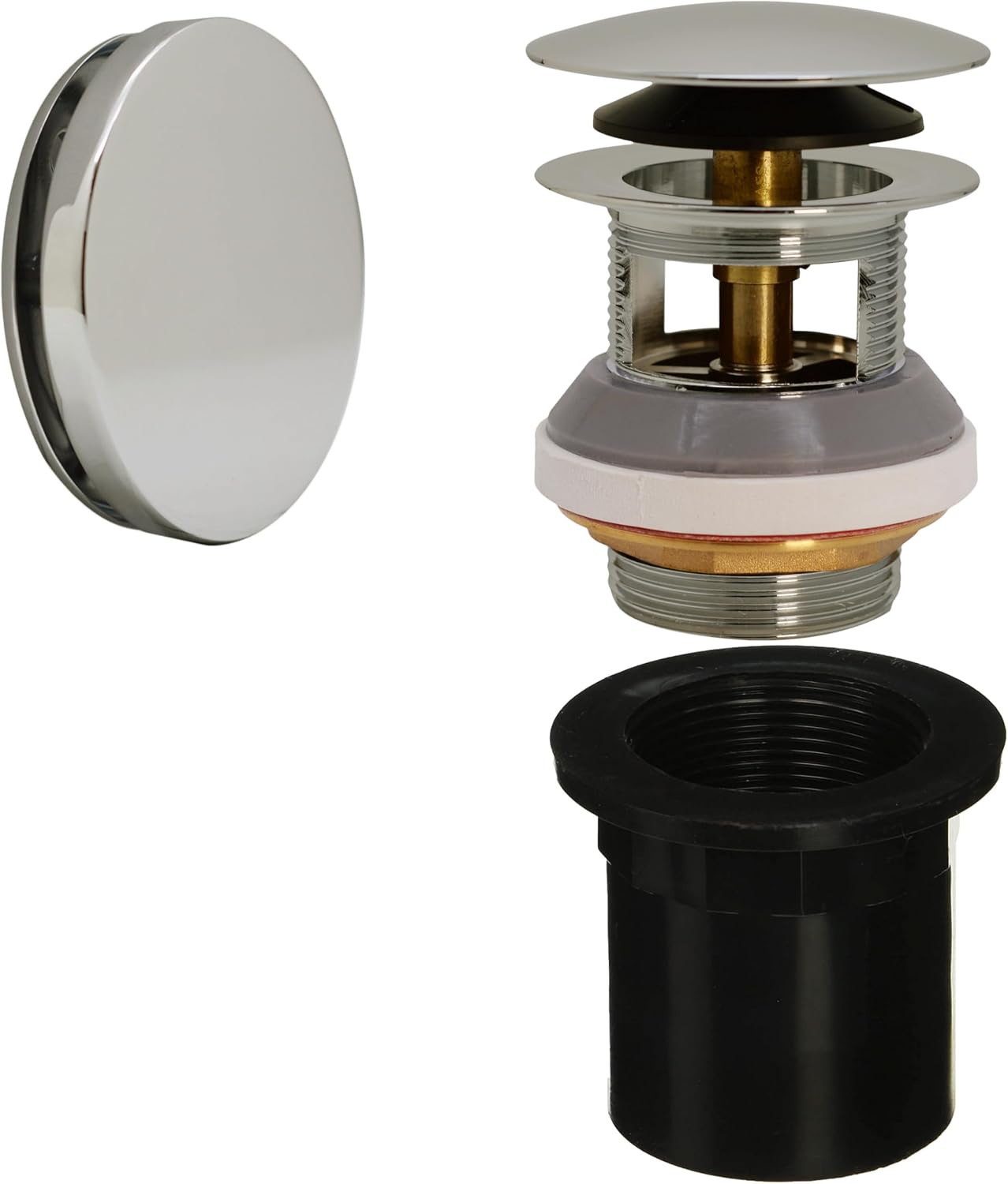 Westbrass D980LTBAA-05 1-1/2' NPSM Integrated Overflow Drain Trim Kit with Illusionary No-Hole Overflow and ABS Adapter, Brass, Polished Nickel
