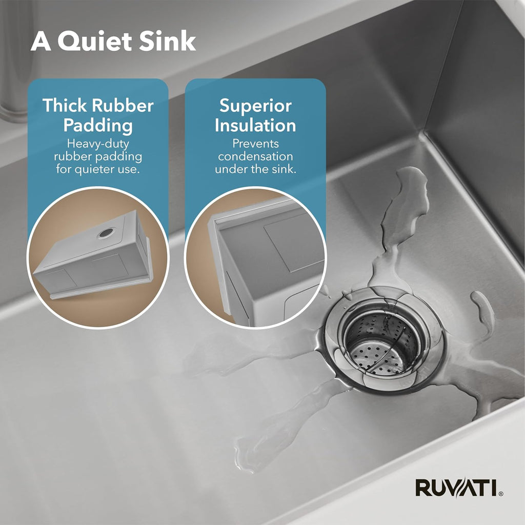 Ruvati 36-inch Slope Bottom Offset Drain Reversible Kitchen Sink Undermount 16 Gauge Stainless Steel - RVH7497