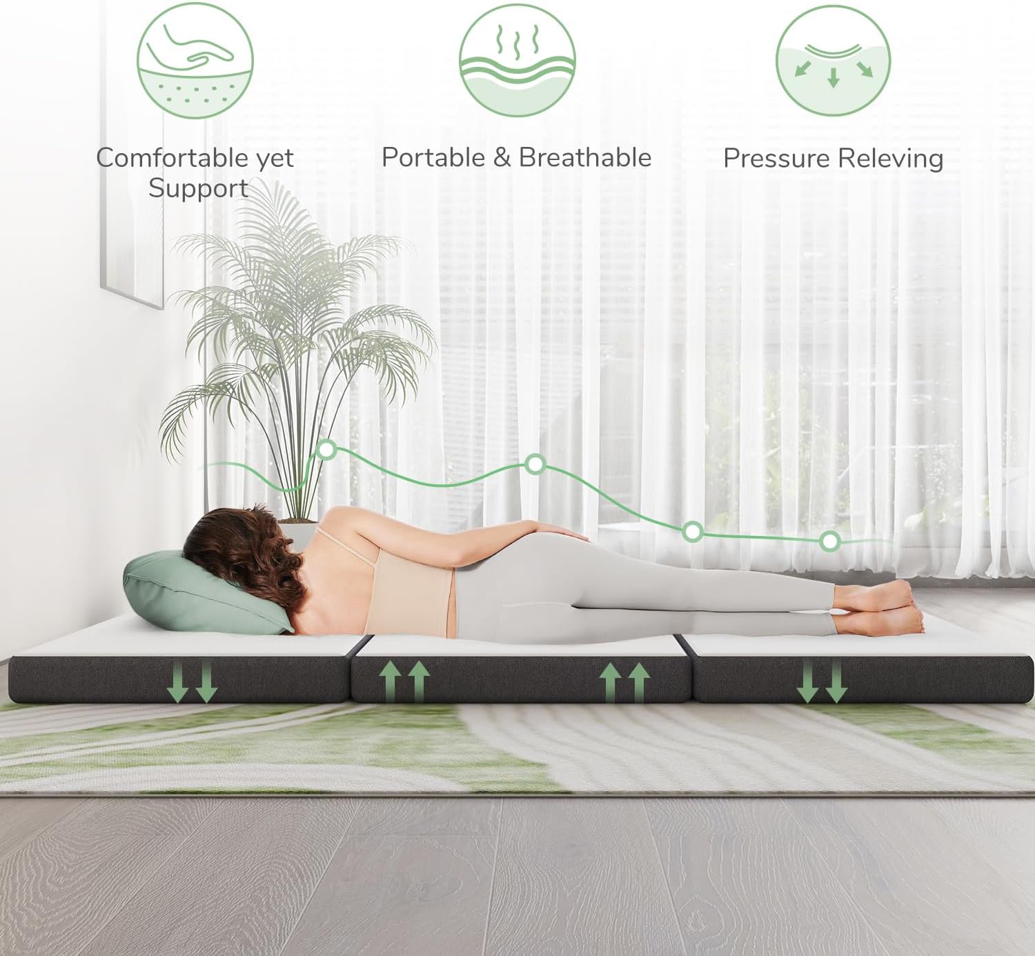 Novilla Folding Mattress Queen, 4 inch Memory Foam Tri Fold