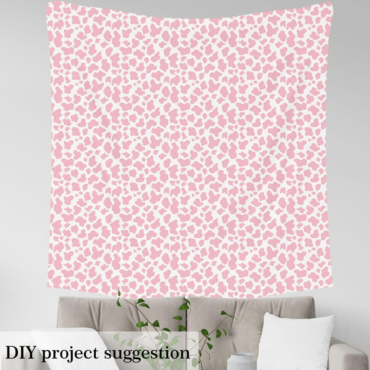 Cow Print Fabric By The Yard Cowhide Upholstery Fabric for Quilting Sewing Clothing Milk Cow Farmhouse Animal Decorative Fabric Upholstery and Home Accents, DIY Craft Patchwork, 10 Yards, Pink
