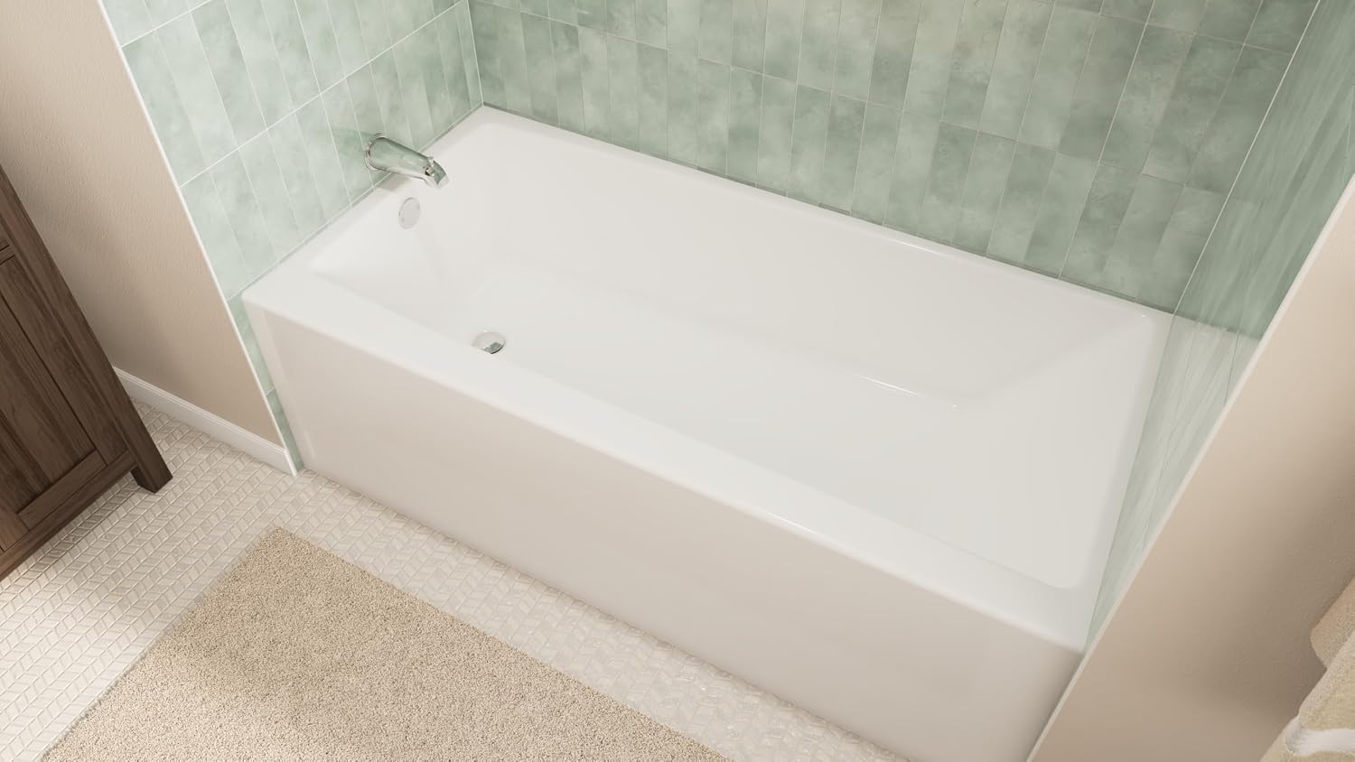 Prism 60 in. L x 32 in. W Acrylic Alcove Left-Hand Drain Bathtub, White