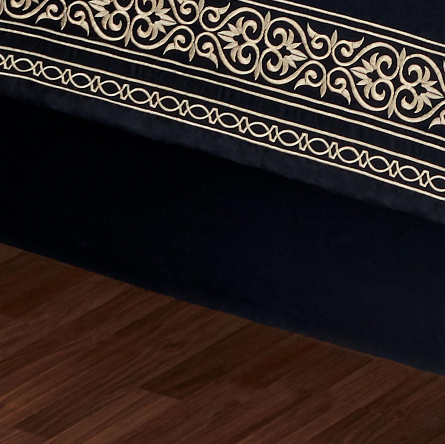 Touch of Class Kensington Luxury Bedding | Classic Black | Palace-Inspired Golden Scrollwork Embroidery on Sateen | Designed 4-Piece Set Includes King Comforter, Bedskirt, and 2 King Shams
