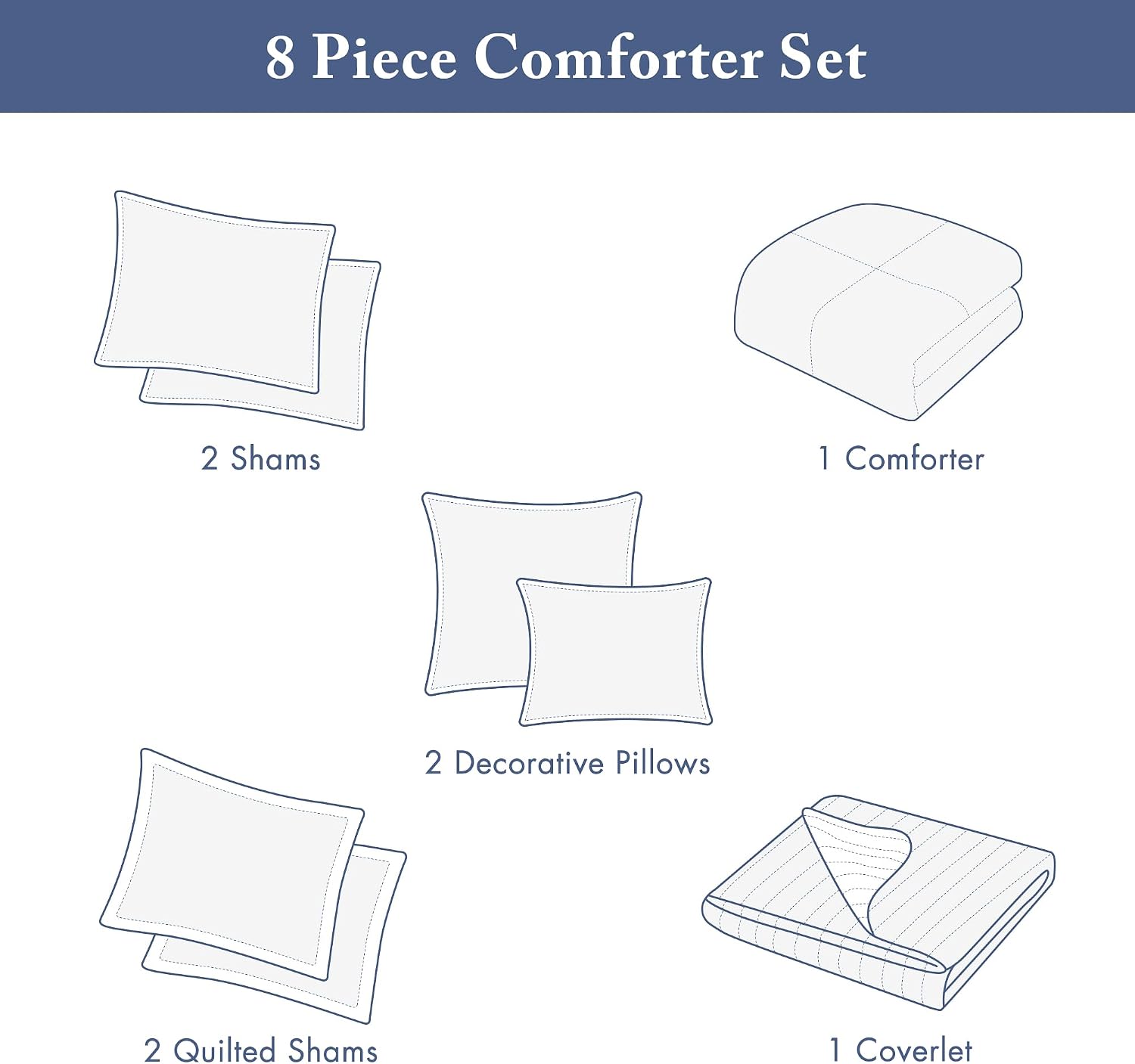 Madison Park Marina Comforter Quilt Combo Set - Modern Luxury Design, All Season Down Alternative Bedding, Matching Shams, Decorative Pillows, King/Cal King(104'x92') Seersucker Blue 8 Piece