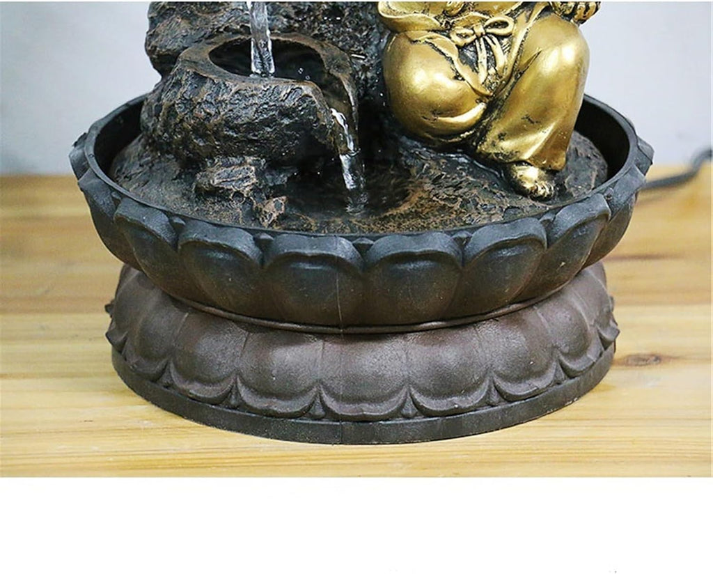 GLigeT Tabletop Fountain Desktop Decorations Home Living Room TV Cabinet Chinese Attracting Wealth Fountain Buddha Ornaments Water Fountain Decor