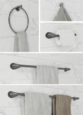 Sanibel Bathroom Accessory Complete Set (Chrome), Robe Hook, Toilet Paper Holder, Towel Ring, Towel Bar (18 and 24 Inch) Wall Mount Hanger for Kitchen Accessories