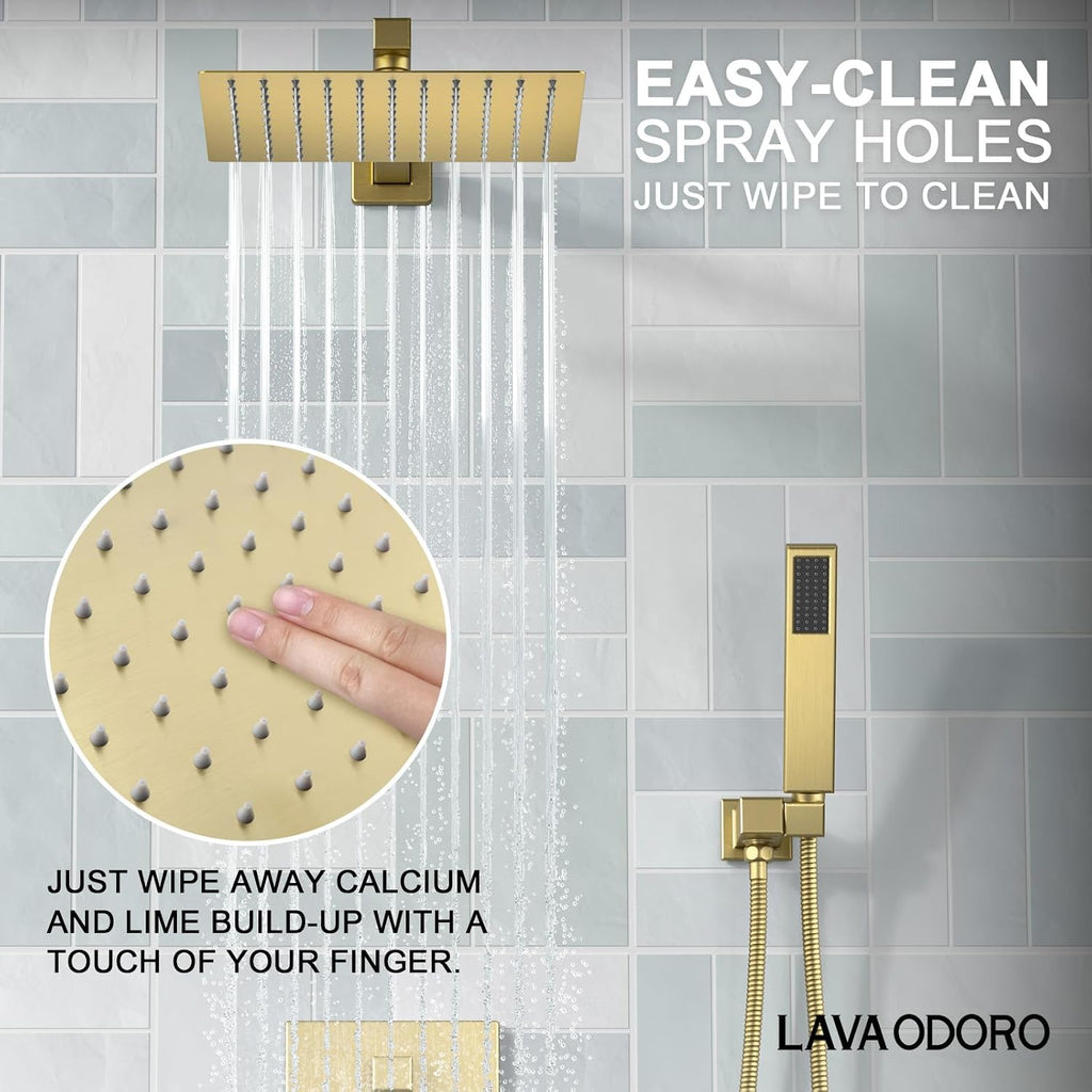 Lava Odoro 3-Setting Tub and Shower Faucet Set with Bathroom Faucet, Brushed Gold