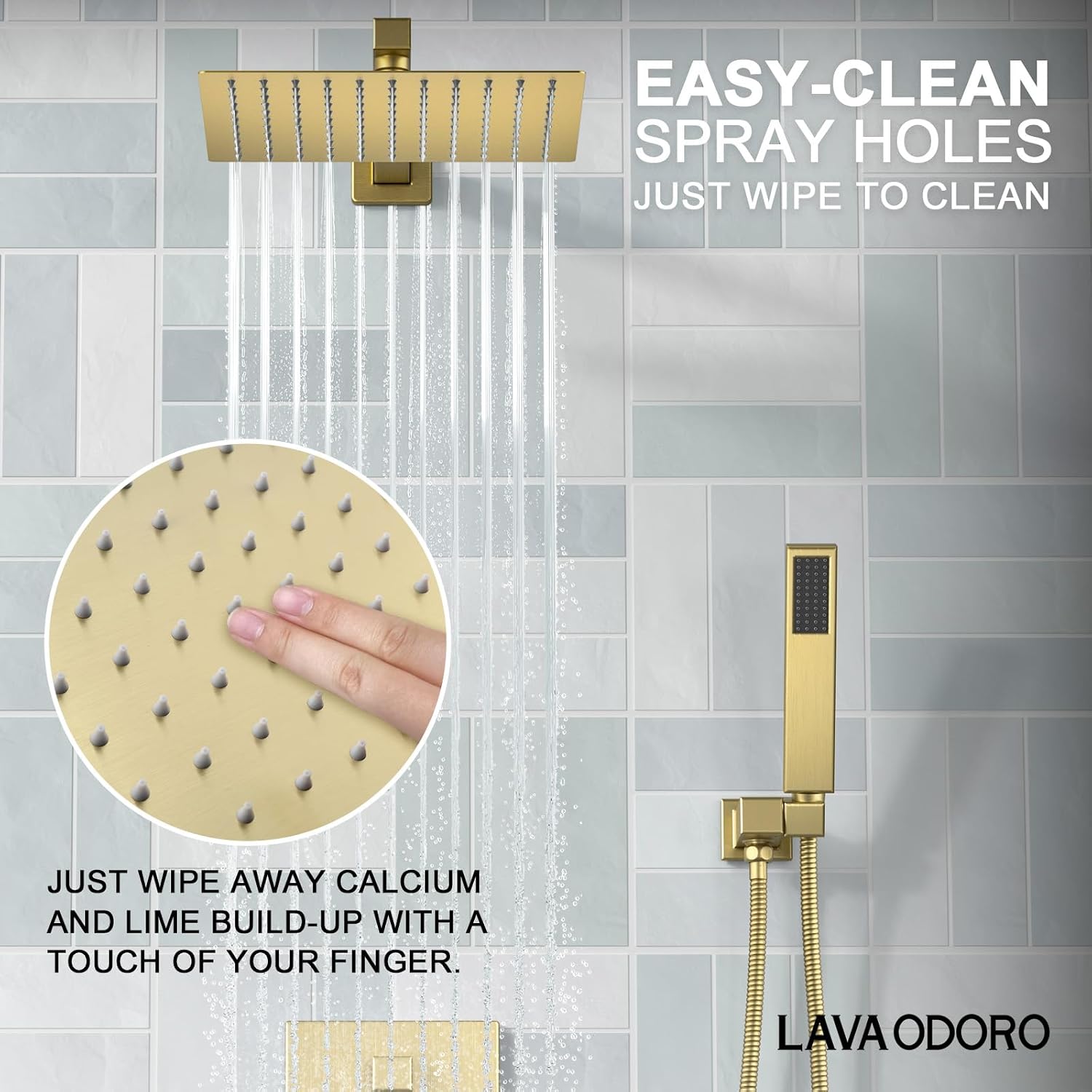 Lava Odoro 3-Setting Tub and Shower Faucet Set with Bathroom Faucet, Brushed Gold