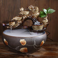 Tabletop Water Fountain, Mist Humidifier, Chinese Ceramic Desk Decor, Porcelain Indoor Feature for Living Room Office(D)
