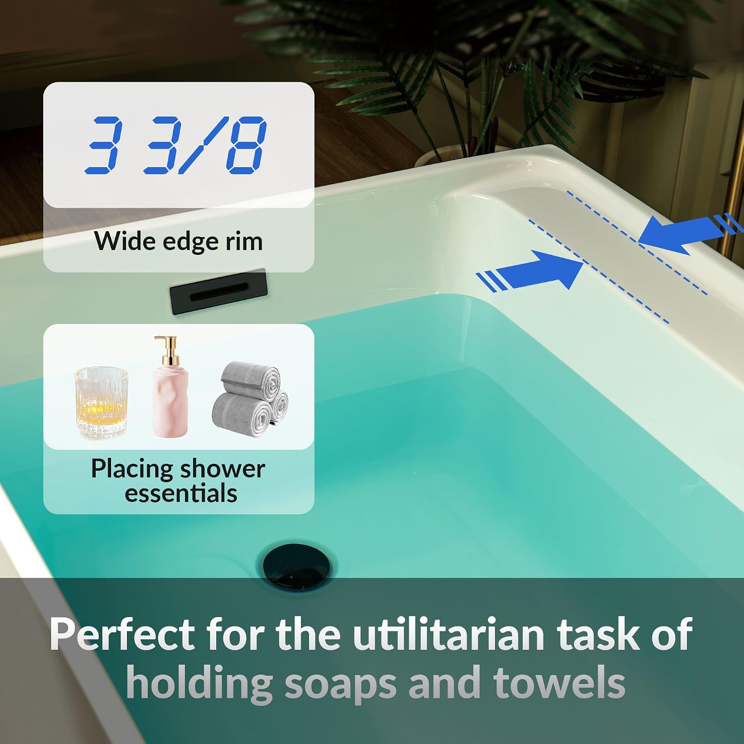 WOODBRIDGE 59' L x 29-1/2' W Freestanding Contemporary Soaking Bathtub with Matte Black Drain & Overflow, White, B5910-MB