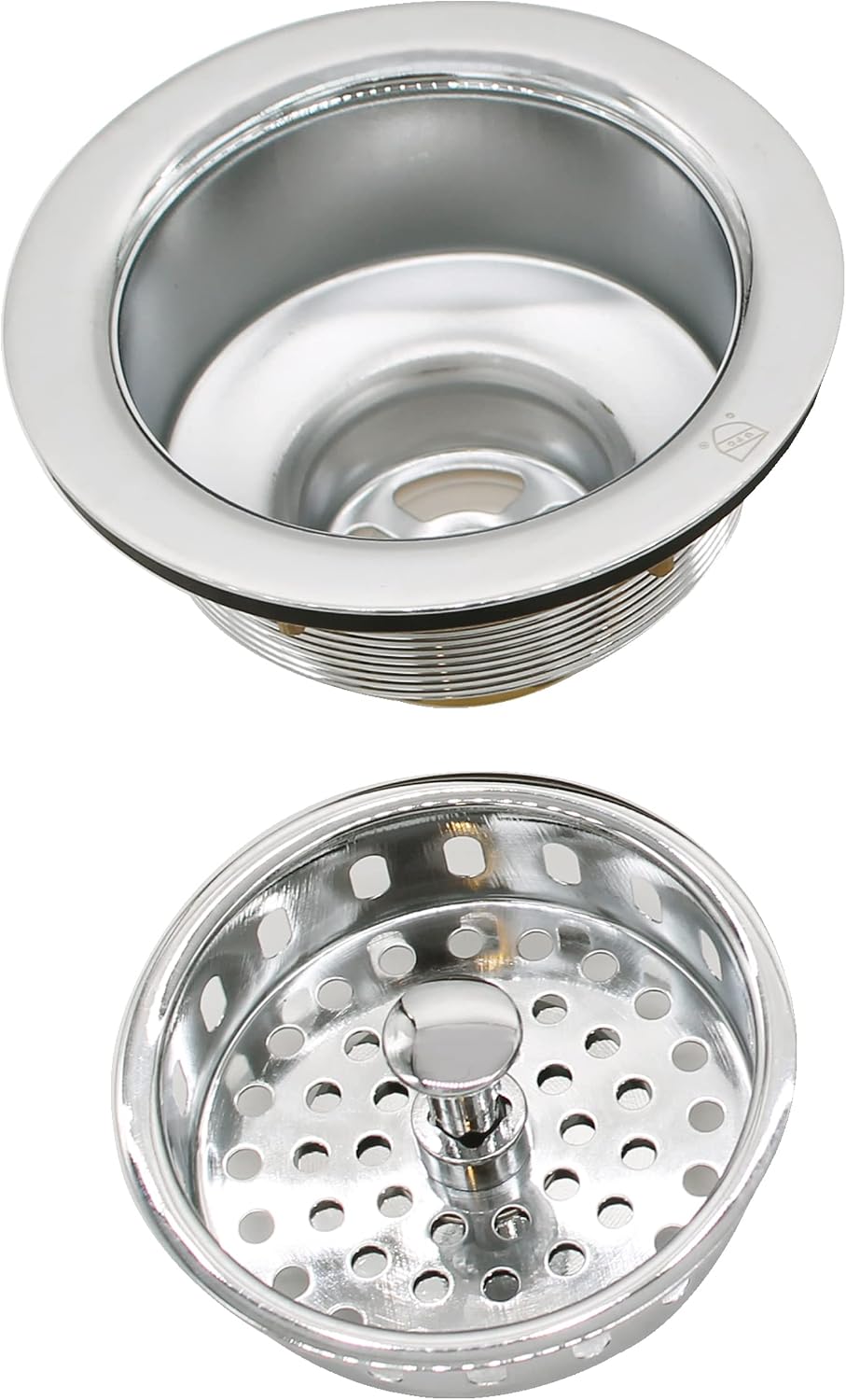 Westbrass CO2165S-05 COMBO PACK 3-1/2' Post Style Large Kitchen Sink Basket Strainer and Waste DisposalDrain Flange with Basket Strainer, Polished Nickel