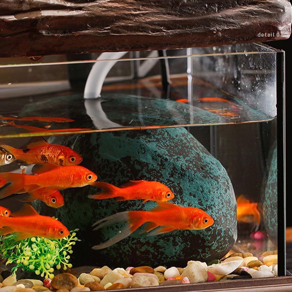 GUERNSEY Tabletop Fountain Chinese Style Glass Fish Tank Desktop Fountain Ornaments Creative Simple Water Circulation Desktop Decorations Indoor Waterfall Feature Indoor Fountain