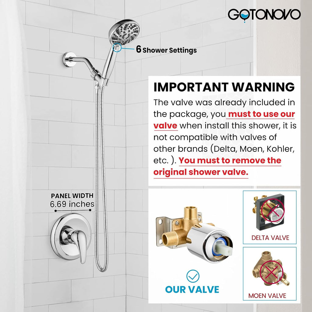gotonovo 3 Hole 2 Handles Lavatory Basin Bathroom Sink Faucet with Pop Up Drain with Single-Handle Shower Faucet Set Shower Kit with Valve Shower Head and Handle Set Shower Trim Kit