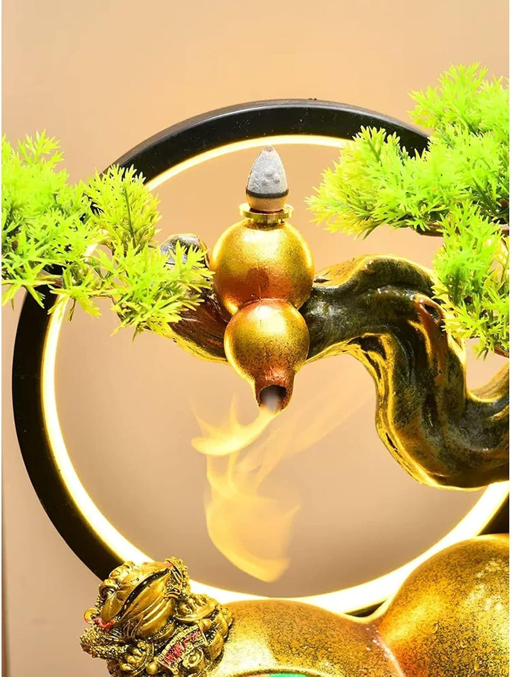 WASHLA Tabletop Fountain, with LED Lights, Incense, Circulating Water, and Rotating Glass Ball, Suitable for Multiple Scenes