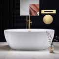 WOODBRIDGE 67' Acrylic Freestanding Bathtub Contemporary Soaking Tub, White Acrylic(Brushed Gold Drain/Overflow),BTA1528-BG