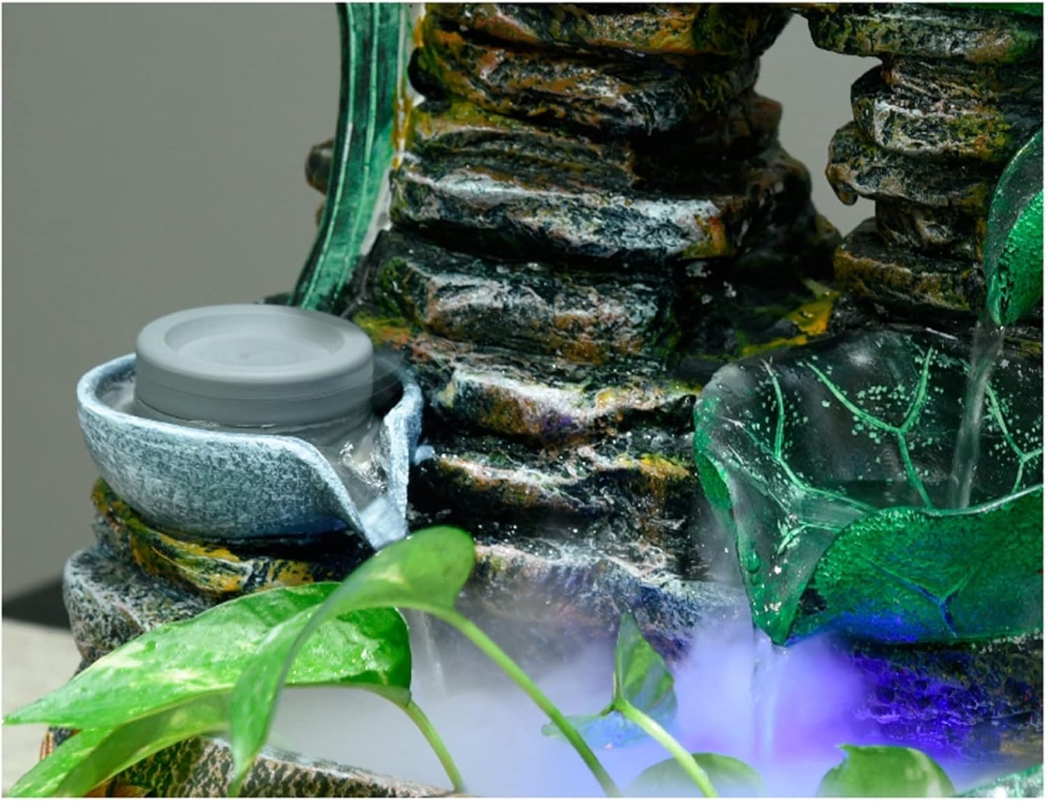 HIHELO Tabletop Fountain Tabletop Fountain Rockery Flowing Water Landscape Fountain Desktop Decoration Feng Shui Wheel Circulating Water Ornaments Indoor Fountain (Size : Large)