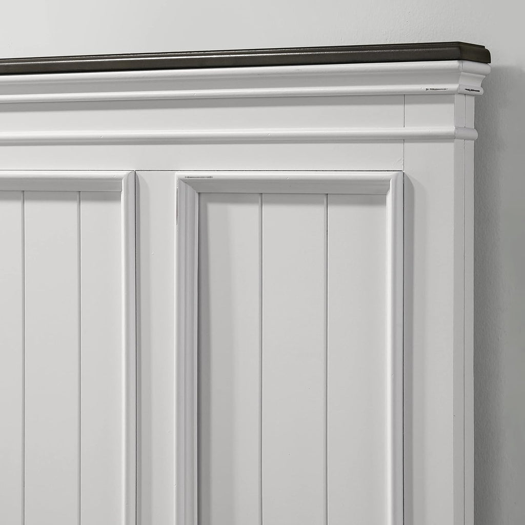 Clelane Wood Bedroom Set with Shiplap Panel Queen Bed, Dresser, Mirror, and Two Nightstands in Weathered White and Dark Gray